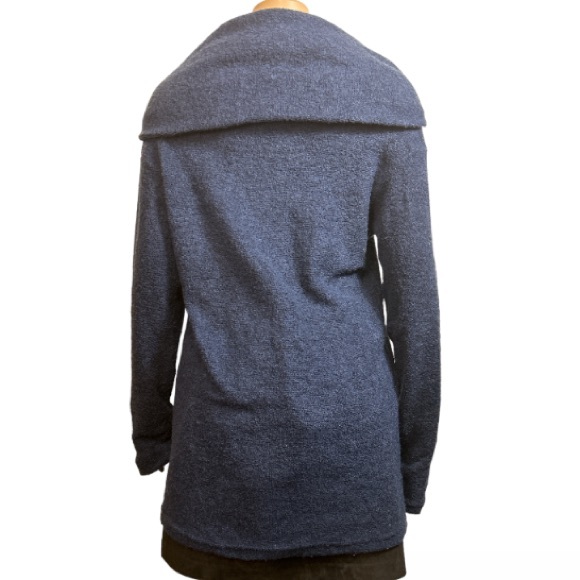 Sacred Threads Cardigan Sweater Plush Blue Coatigan Draped Thumb holes size M - Picture 7 of 12